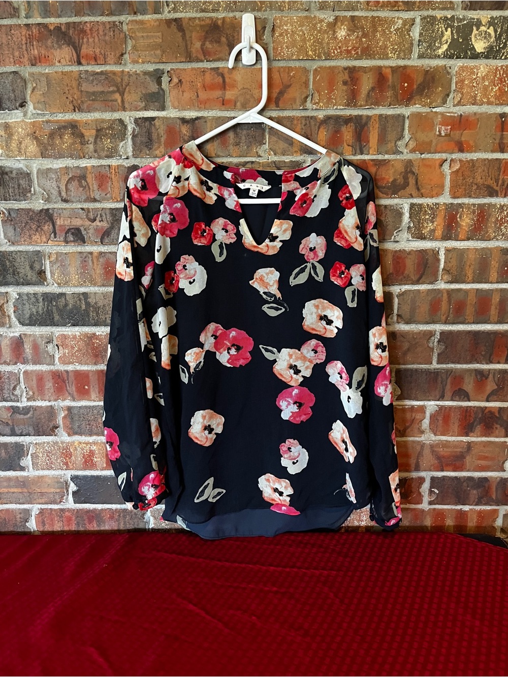 Cabi Women’s Black Floral Long Sleeve Blouse Size:M